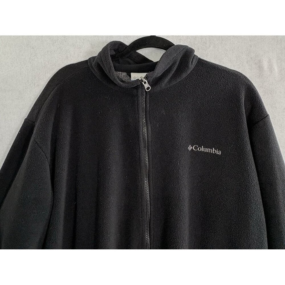COLUMBIA Men Fleece Jacket Zip Collared Sz XL Black Outdoors Camping 48-24 - Picture 3 of 12